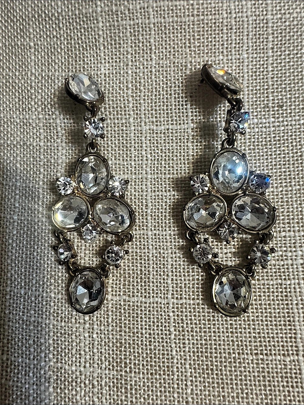Crystal and Gold Cluster Drop Earrings